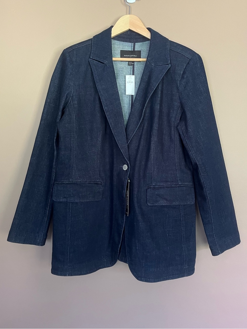{Banana Republic Factory} Denim Jean Blazer Jacket in Dark Blue Wash - Womens 14